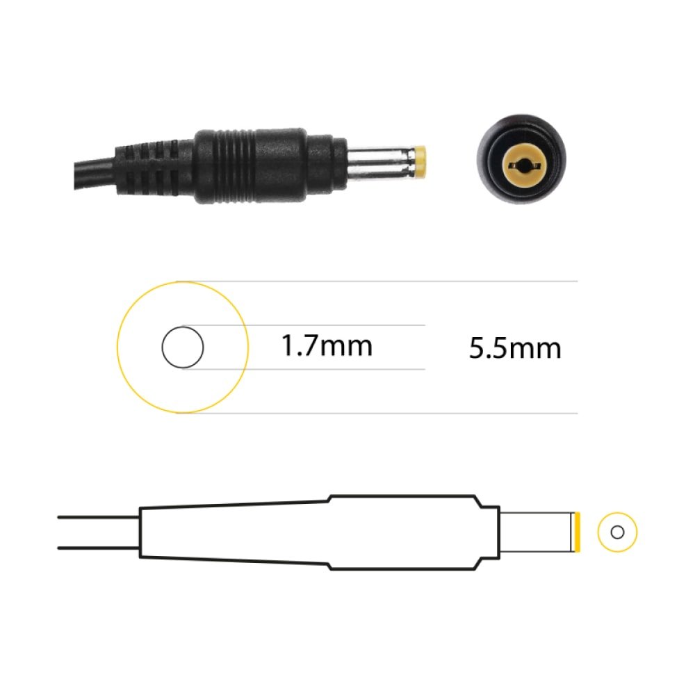 Acer 19V, 3.42A, 65W OEM Original Laptop Adapter (Pin: 5.5x1.7mm Yellow) - OEM brown Box Packed