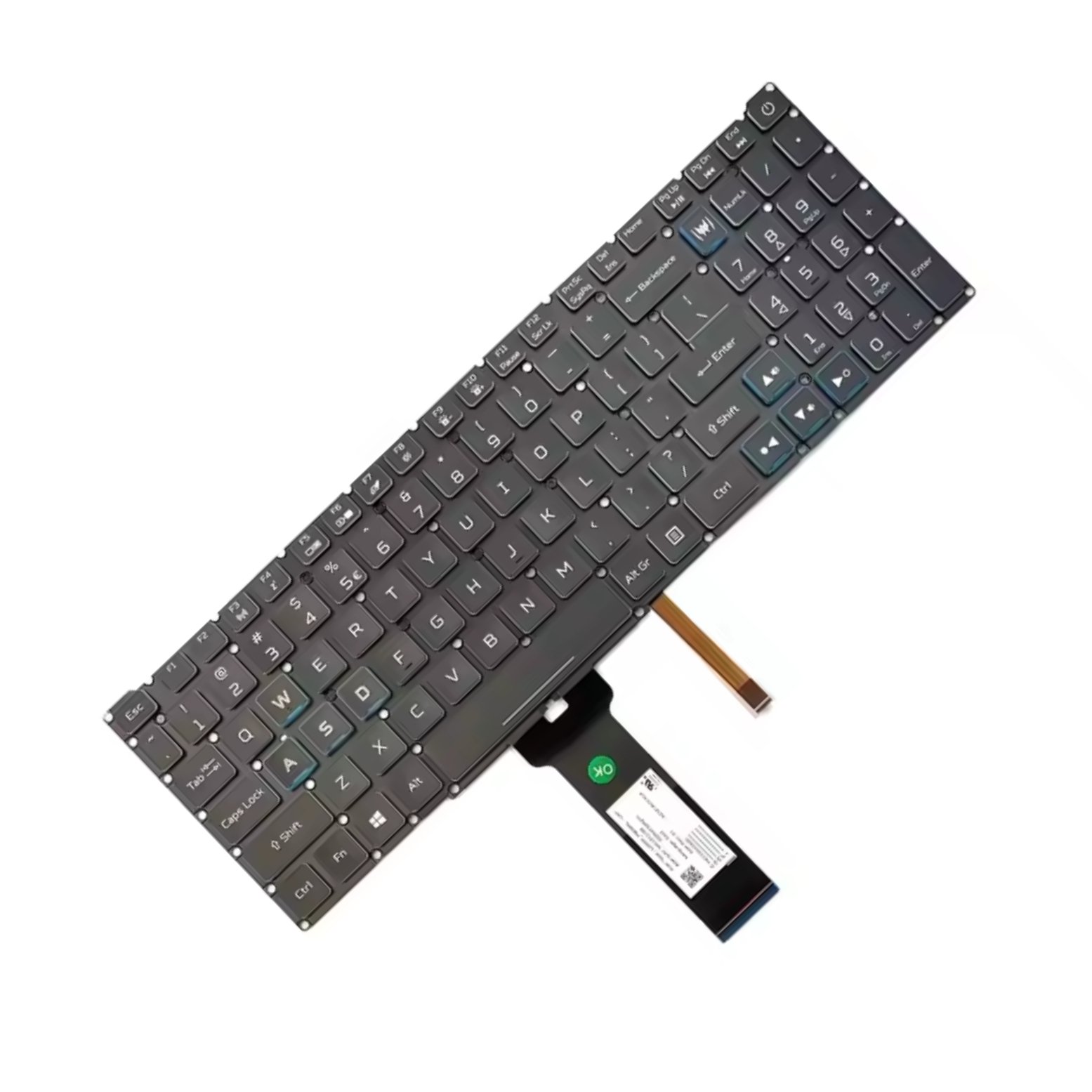 Premium RGB Backlit Replacement Keyboard for Acer Predator Helios 300 PH315-52 & Nitro AN515-43 Series – Blue Key Accents, US Layout