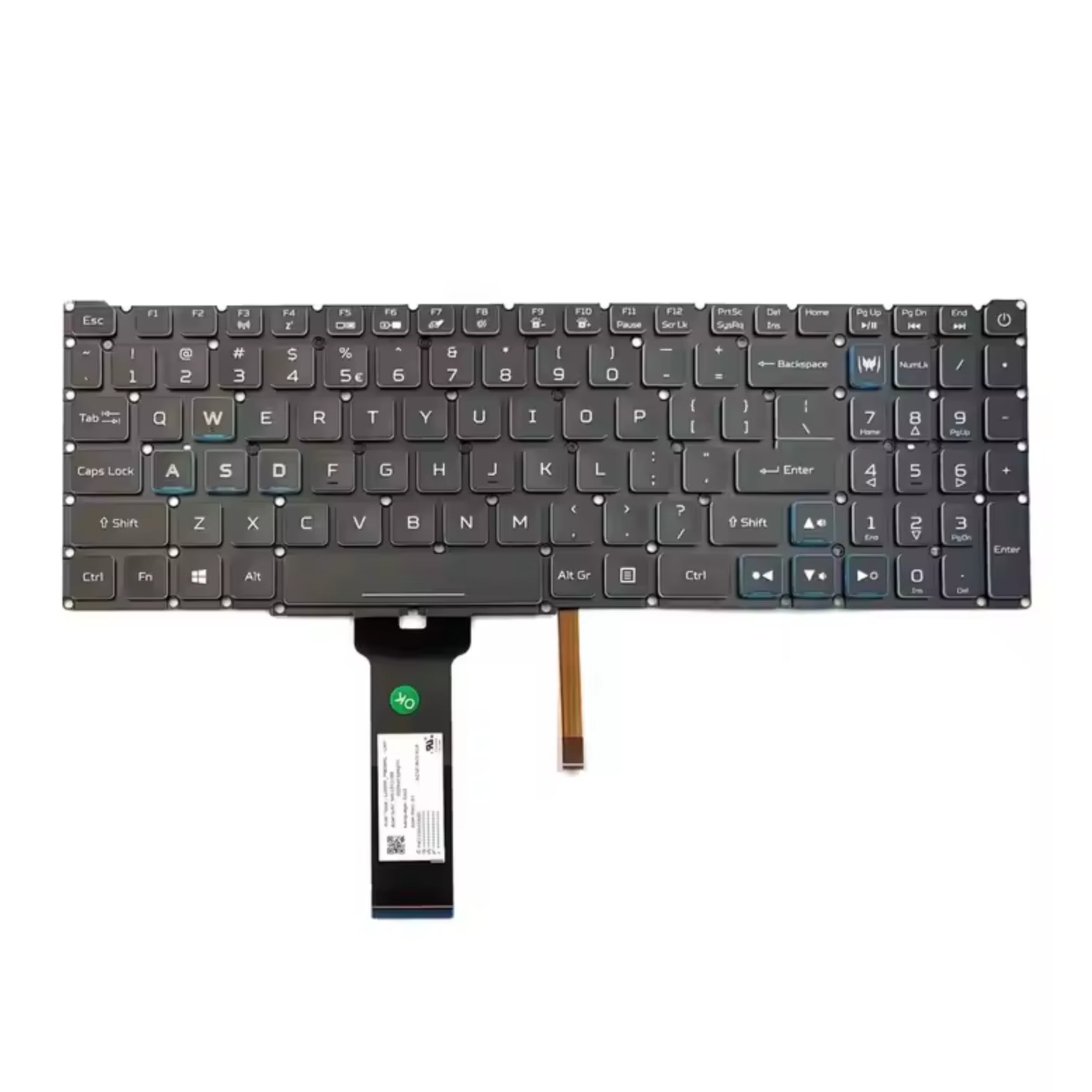 Premium RGB Backlit Replacement Keyboard for Acer Predator Helios 300 PH315-52 & Nitro AN515-43 Series – Blue Key Accents, US Layout