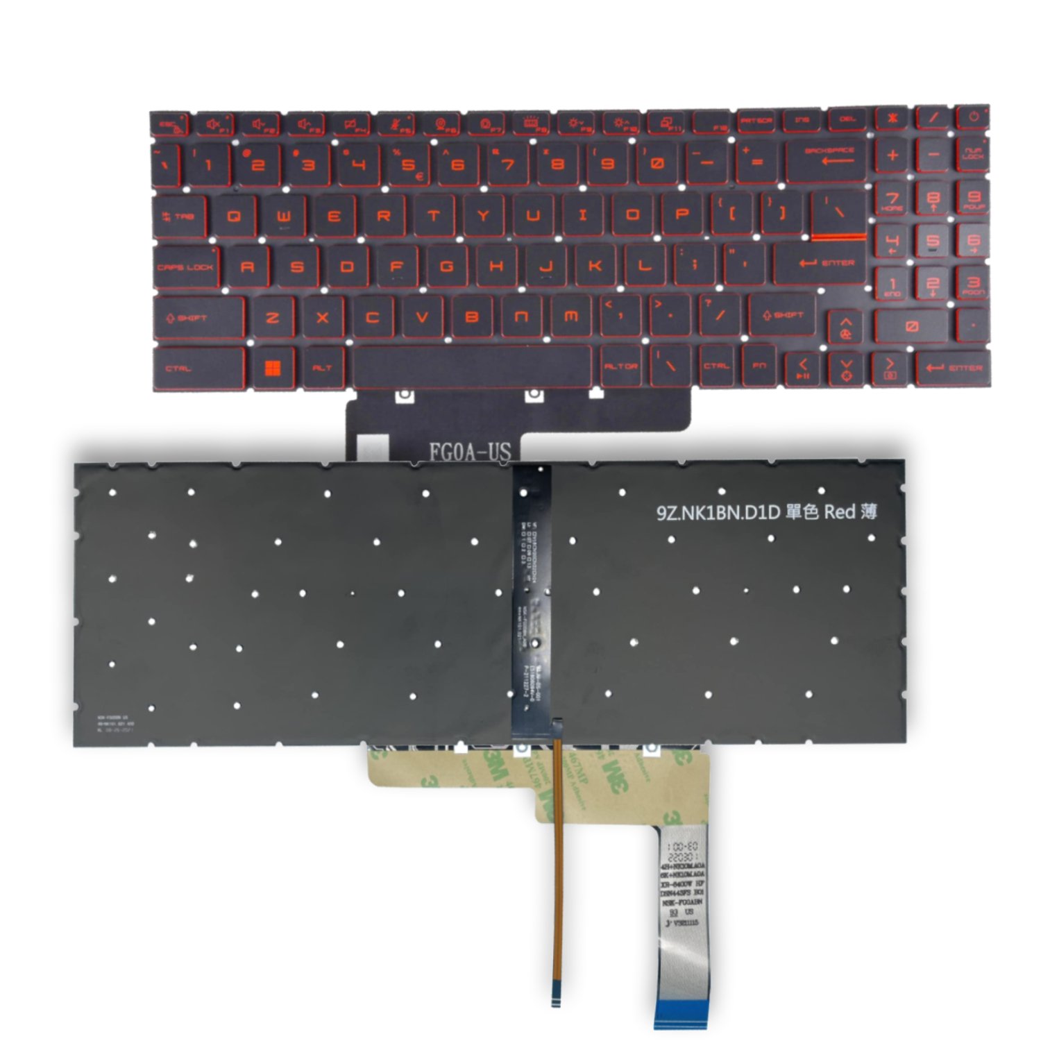 New Replacement Keyboard for MSI Bravo 15 B5DD Bravo 15 B5ED MS-158K - RED Backlight - US Layout