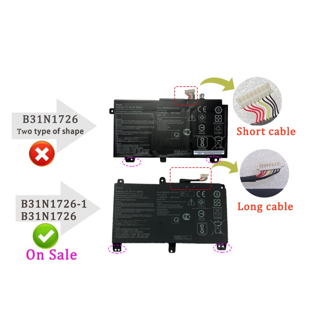 ASUS B31N1726 OEM Original Laptop Battery for ASUS FX80, FX86, and TUF FX504 Laptops - Type: B