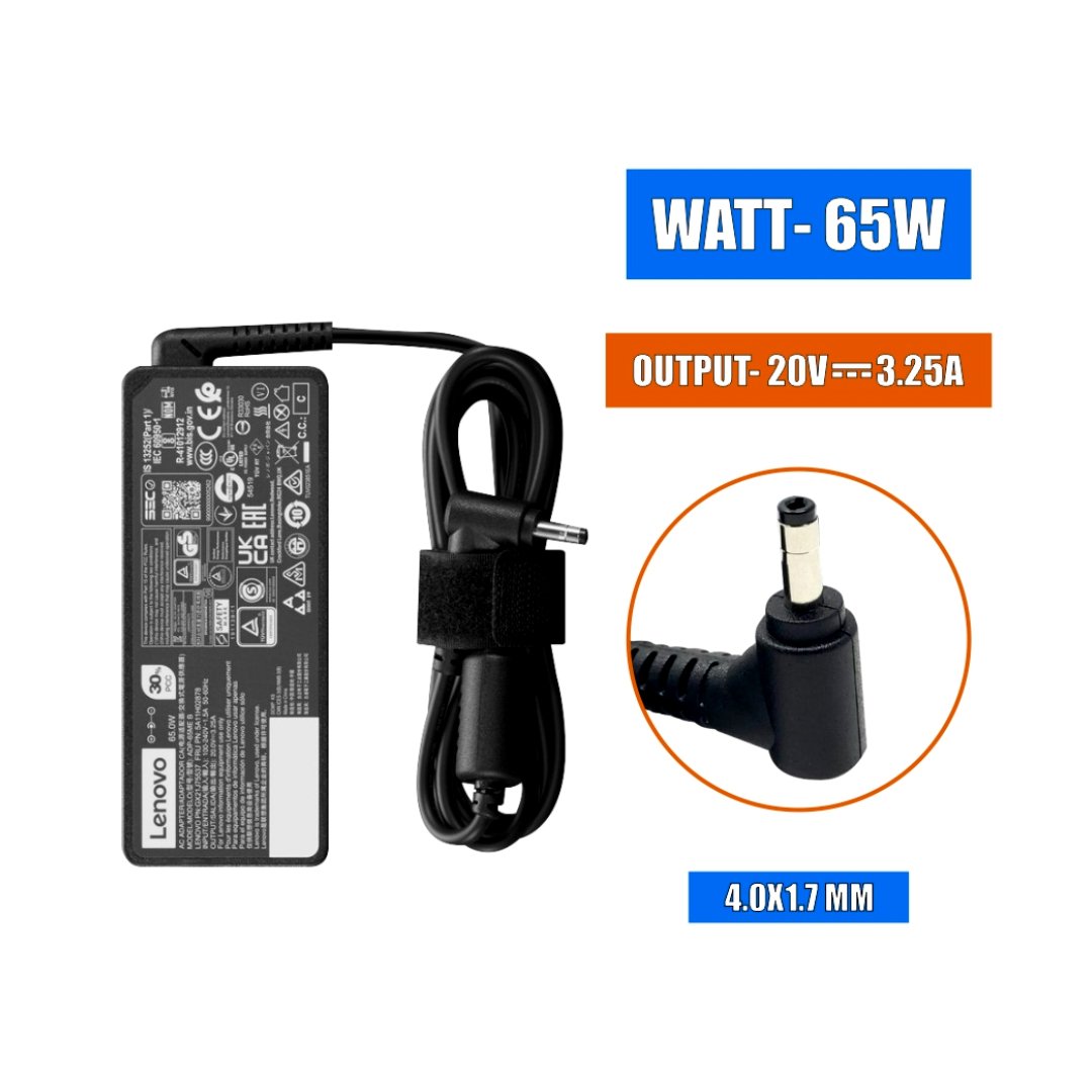New-Project-32-1.jpg 65W OEM Original Adapter for Lenovo Laptops - 4.0 x 1.7 mm- 20V, 3.25A - 100% Charging Solution